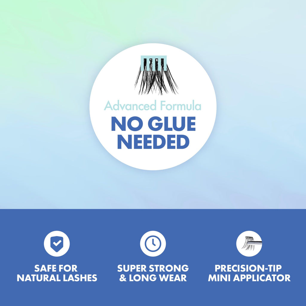 iENVY Press&Go Waterproof Self-Adhesive Lashes — No Glue Needed, 22 Clusters, Reusable with Applicator Kit