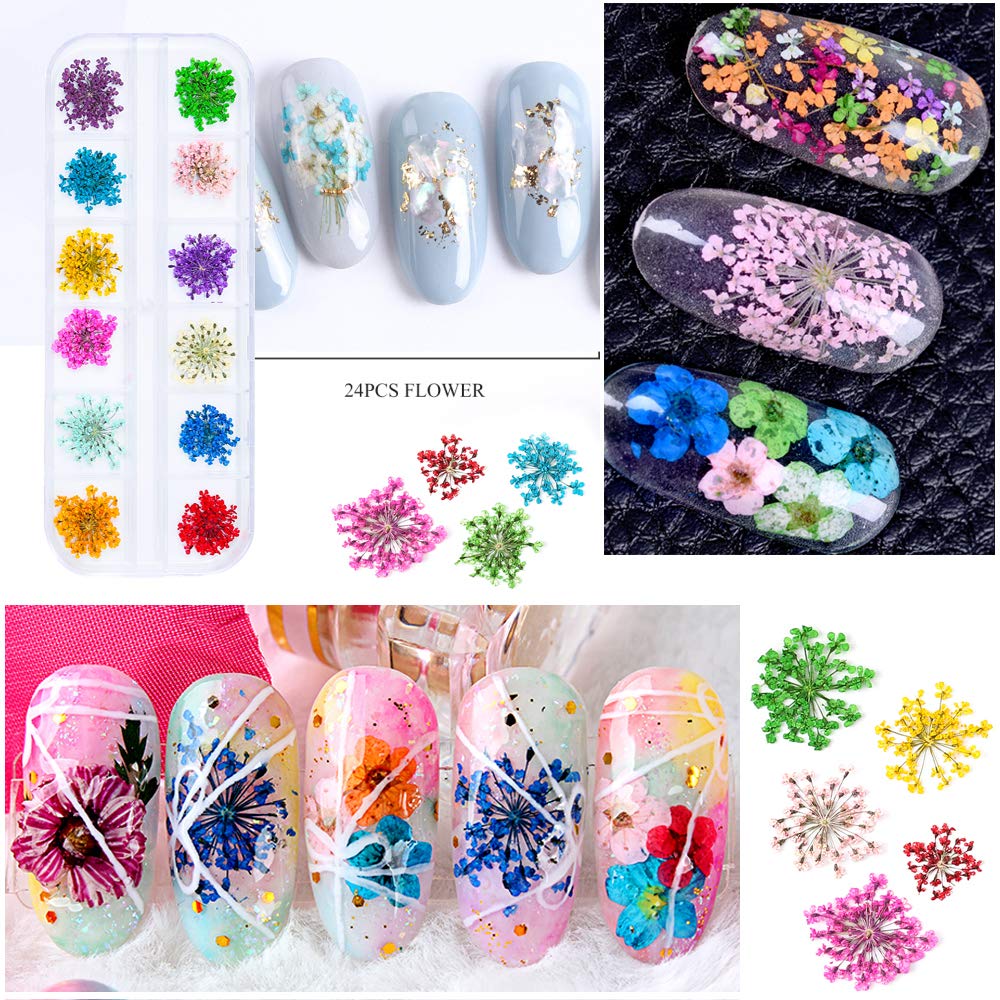 iFancer Natural Dried Flowers for Nail Art & Resin Crafts – 3D Pressed Decor