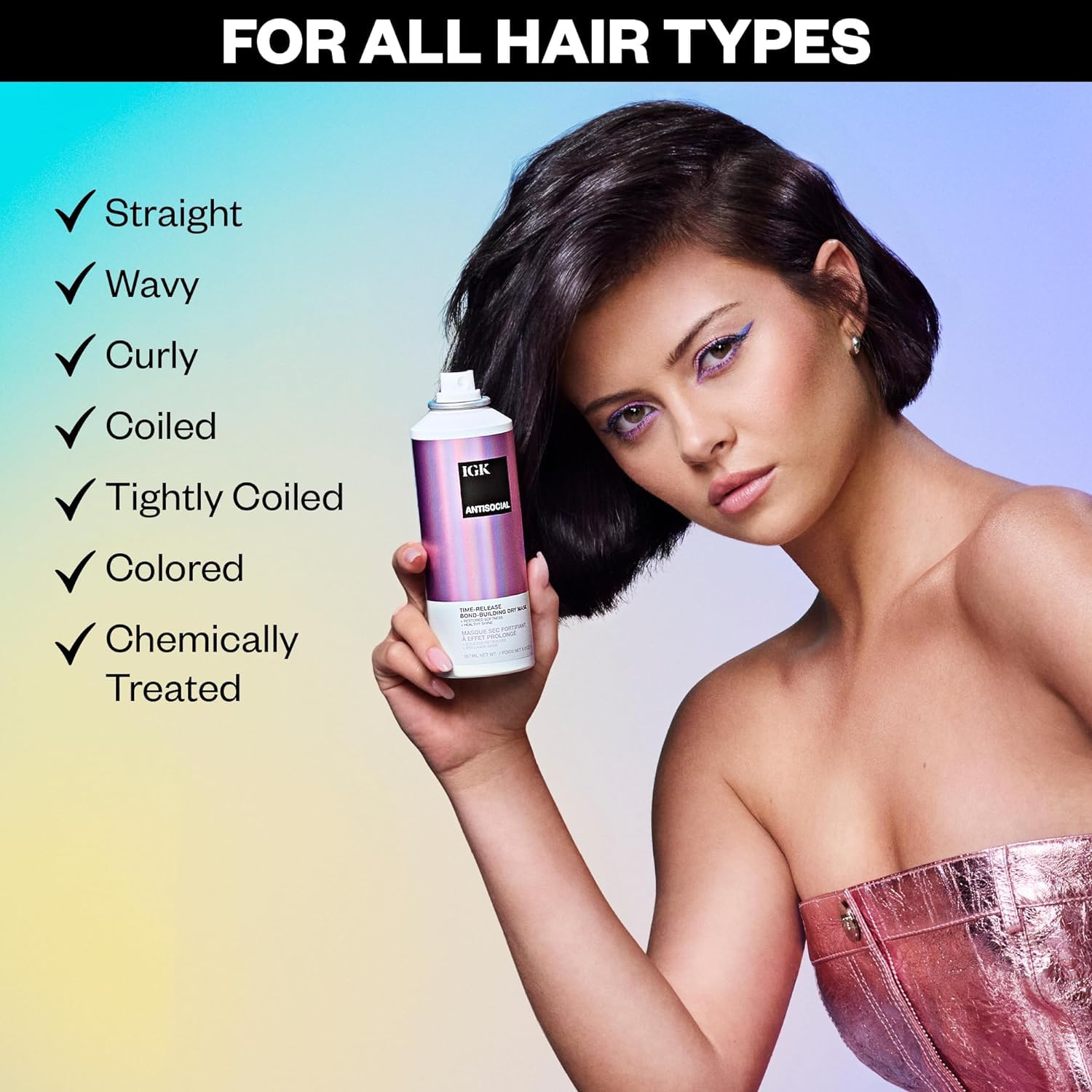 IGK Antisocial Dry Hair Mask – Overnight Bond-Building Leave-In Treatment for Dry Hair & Extensions