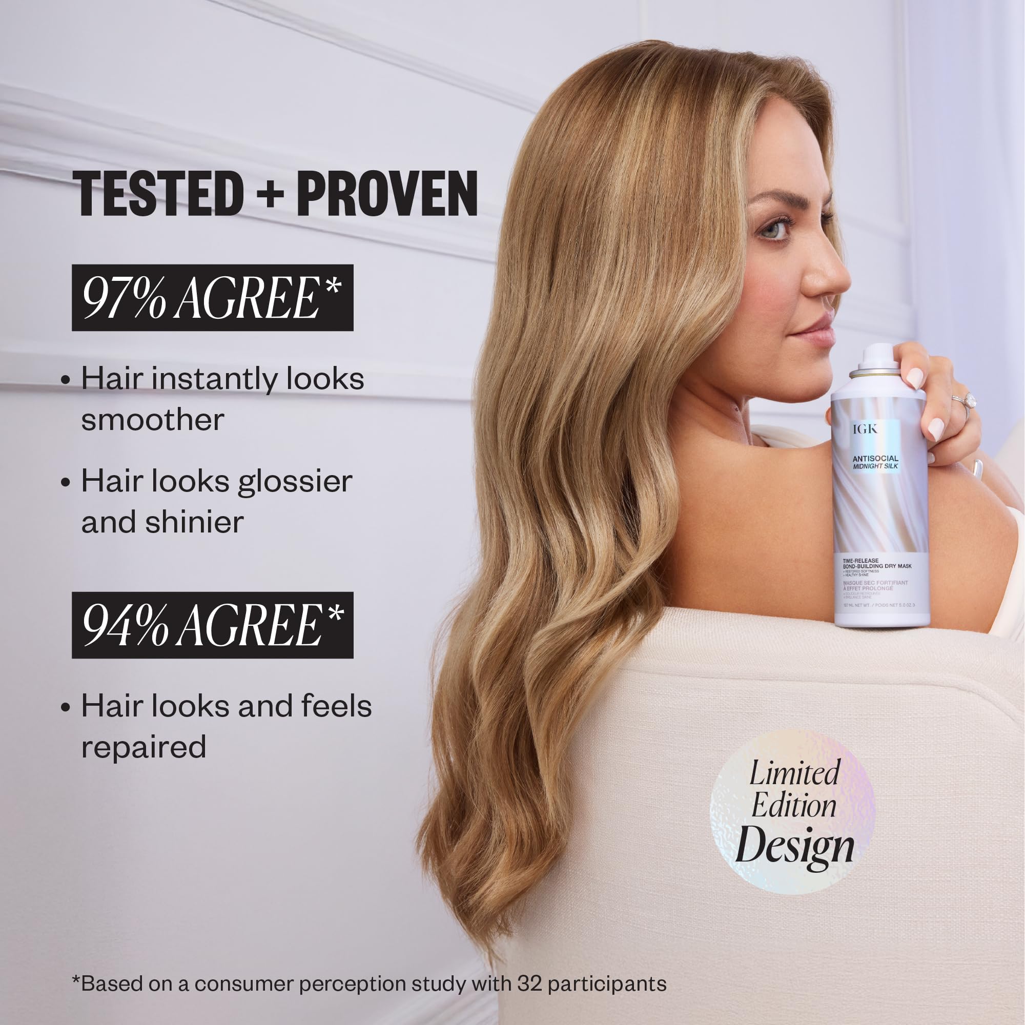 IGK Antisocial Midnight Silk Bond-Building Dry Hair Mask — No-Rinse Leave-In, 5 oz (Limited Edition)