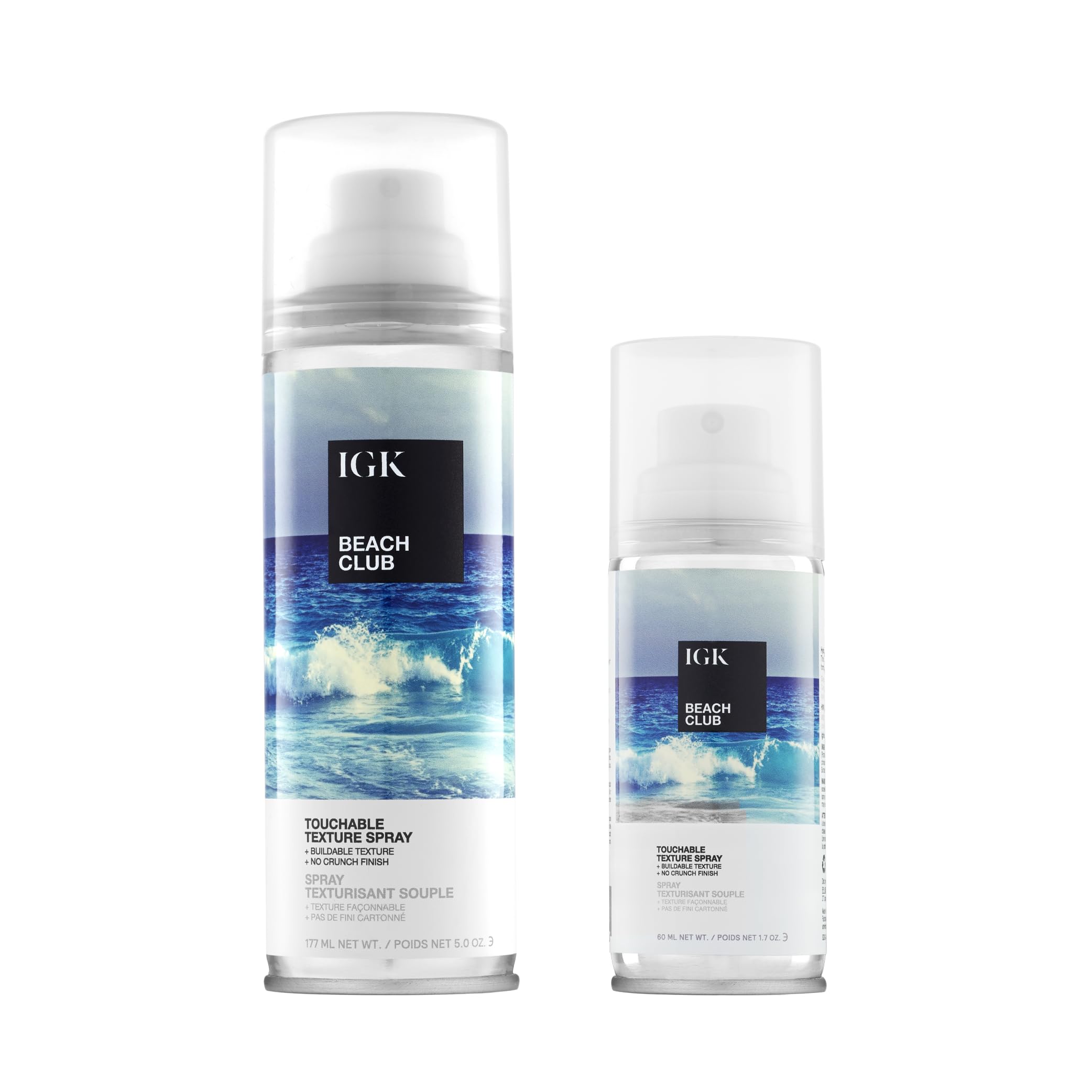IGK Beach Club Touchable Texture Spray Travel Bundle – Lightweight Hold & Volume (5 oz + 1.7 oz) – Vegan & Cruelty-Free