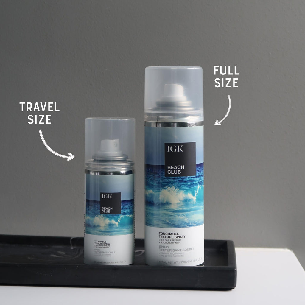 IGK Beach Club Touchable Texture Spray Travel Bundle – Lightweight Hold & Volume (5 oz + 1.7 oz) – Vegan & Cruelty-Free