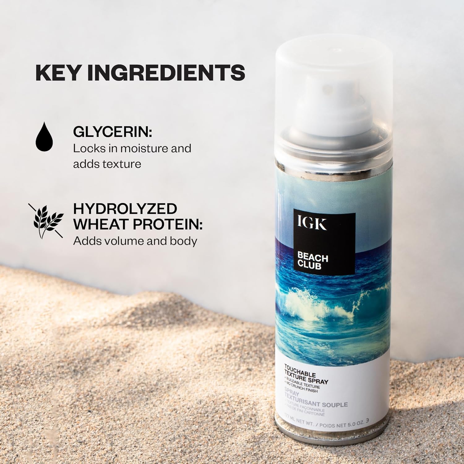 IGK Beach Club Touchable Texture Spray Travel Bundle – Lightweight Hold & Volume (5 oz + 1.7 oz) – Vegan & Cruelty-Free