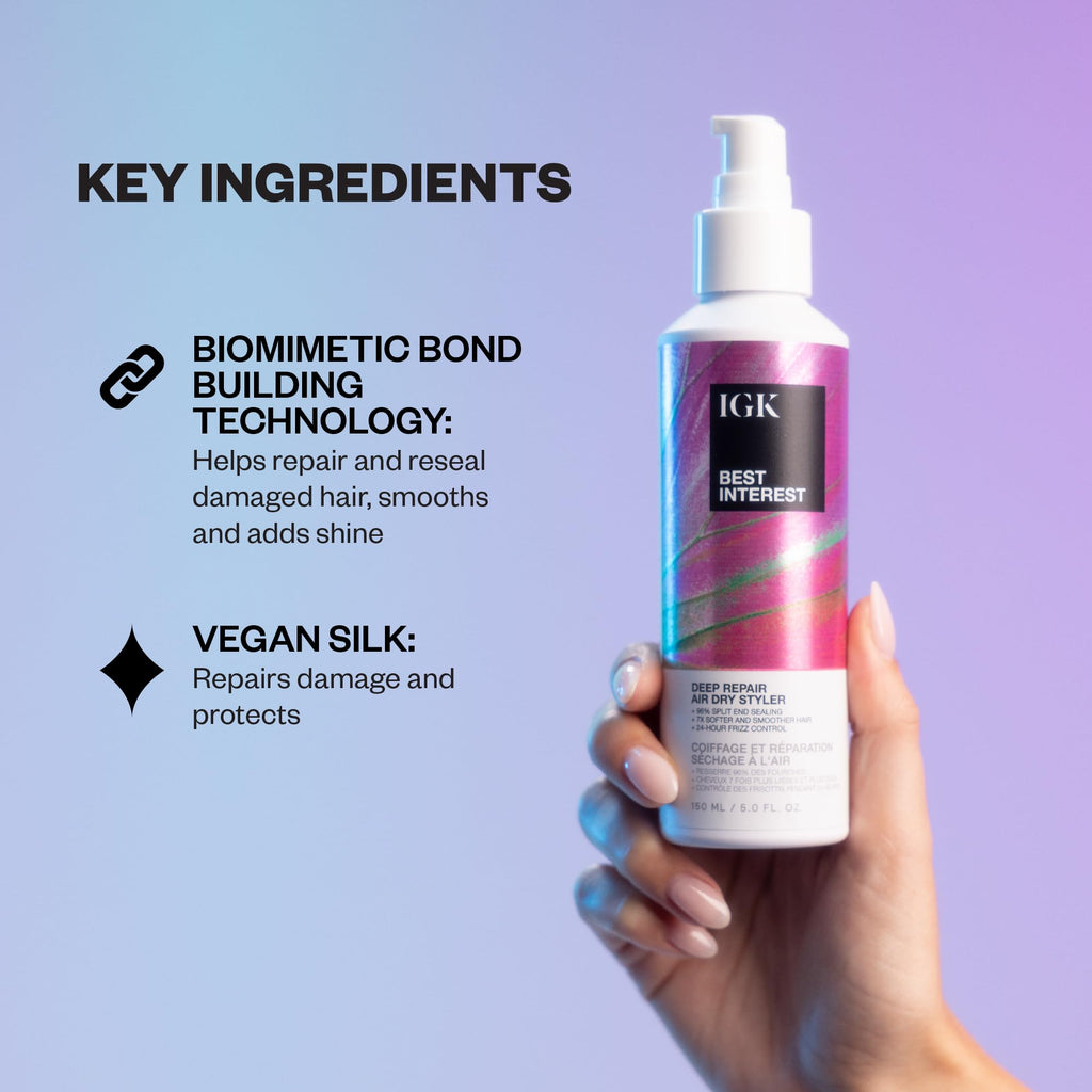 IGK Best Interest Bond-Building Air Dry Styling Cream | Frizz Control