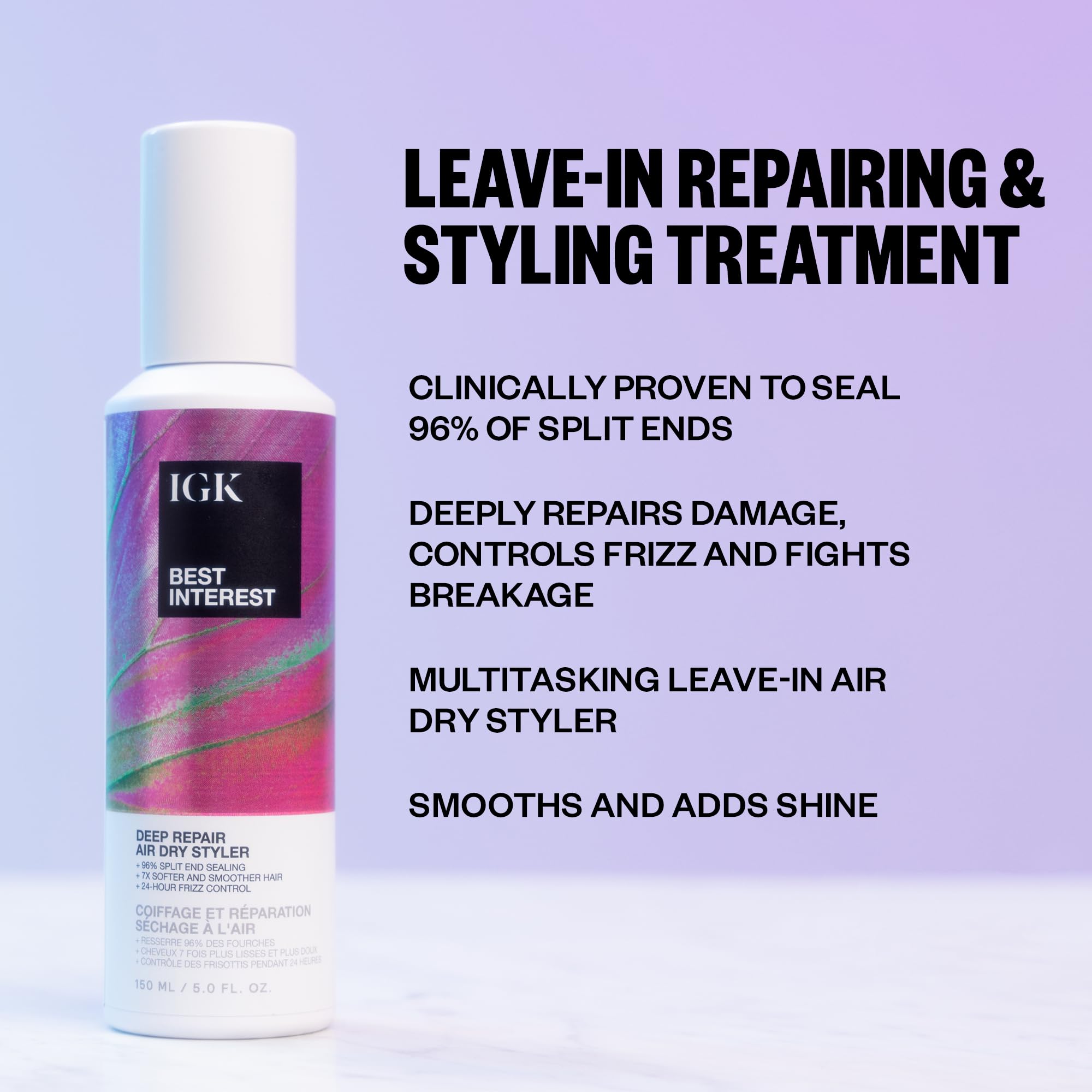 IGK Best Interest Bond-Building Air Dry Styling Cream | Frizz Control