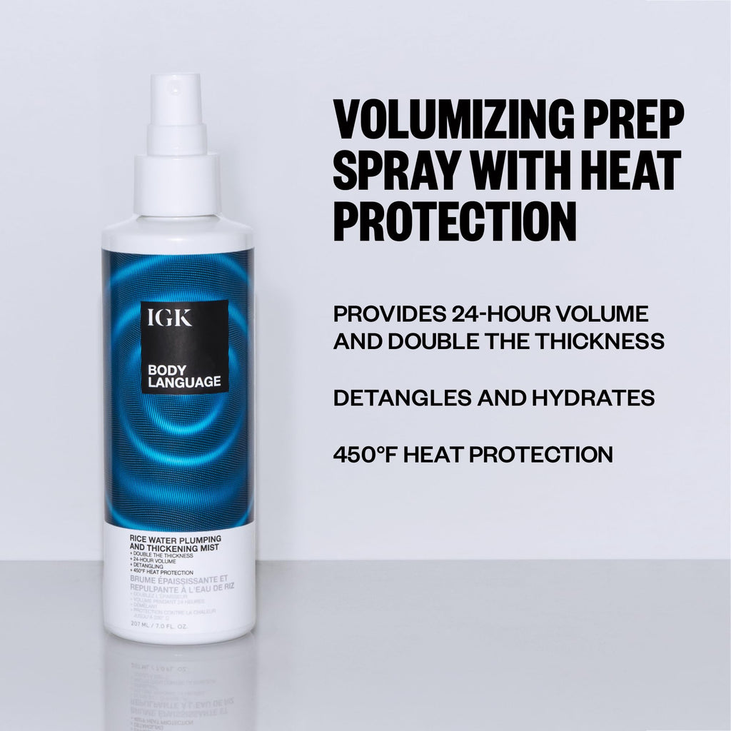 IGK Body Language Rice Water Plumping & Thickening Mist | Volumize & Protect