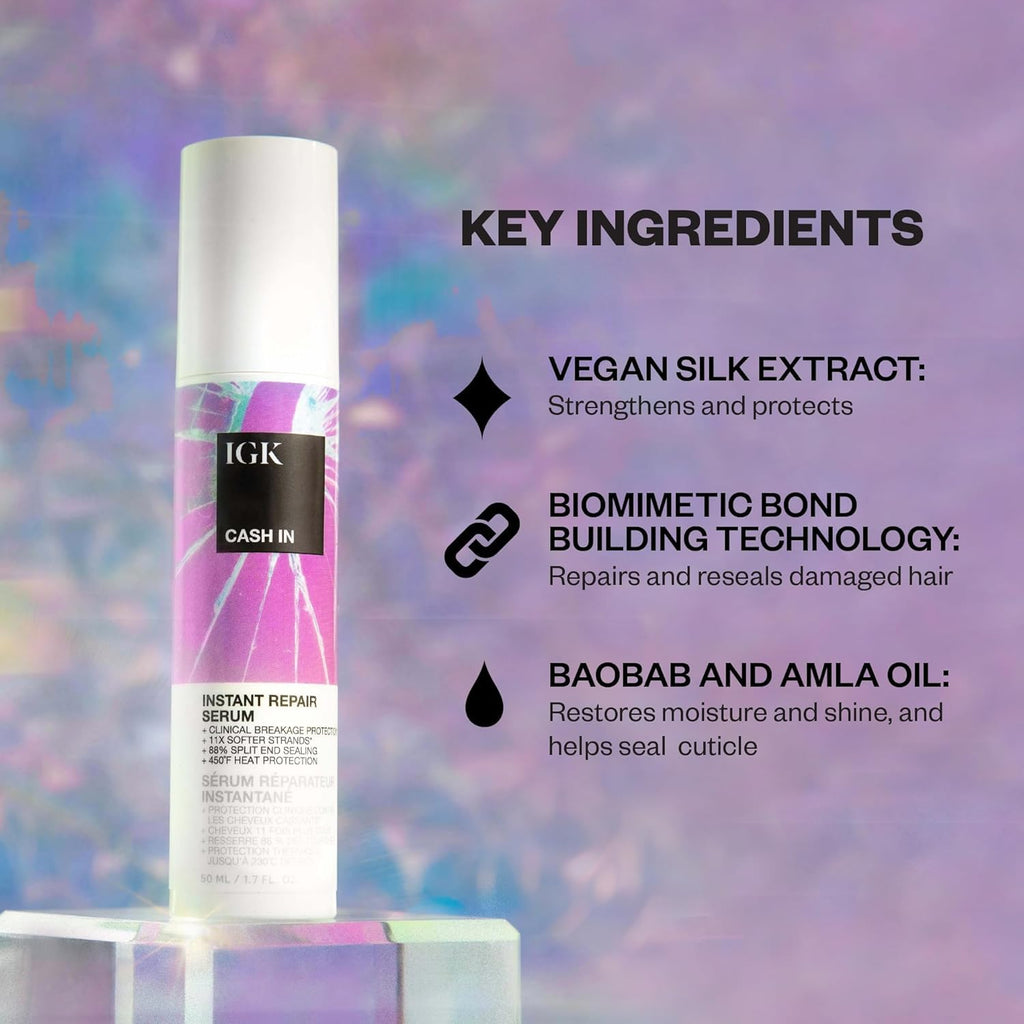IGK Bond-Building Repair Set | ANTISOCIAL Dry Hair Mask + CASH IN Serum | Vegan & Cruelty-Free