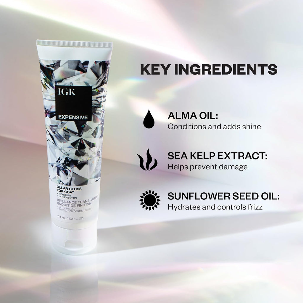 IGK Expensive Clear Gloss Top Coat + Cash In Repair Serum – Vegan + Cruelty-Free Duo (4.7 oz Top Coat + 1.7 oz Serum) | Pack of 2