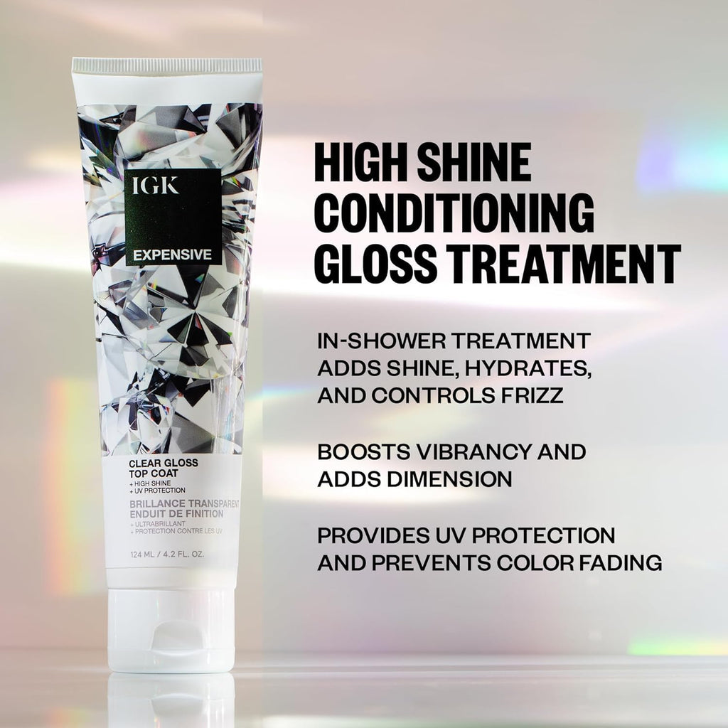 IGK Expensive Clear Gloss Top Coat + Cash In Repair Serum – Vegan + Cruelty-Free Duo (4.7 oz Top Coat + 1.7 oz Serum) | Pack of 2