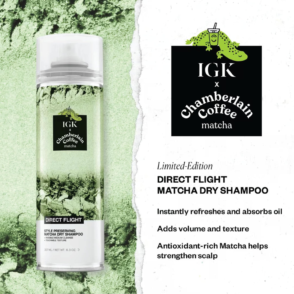 IGK Direct Flight Matcha Dry Shampoo – 2 Pack | Oil Absorbing, Heat-Free Volume