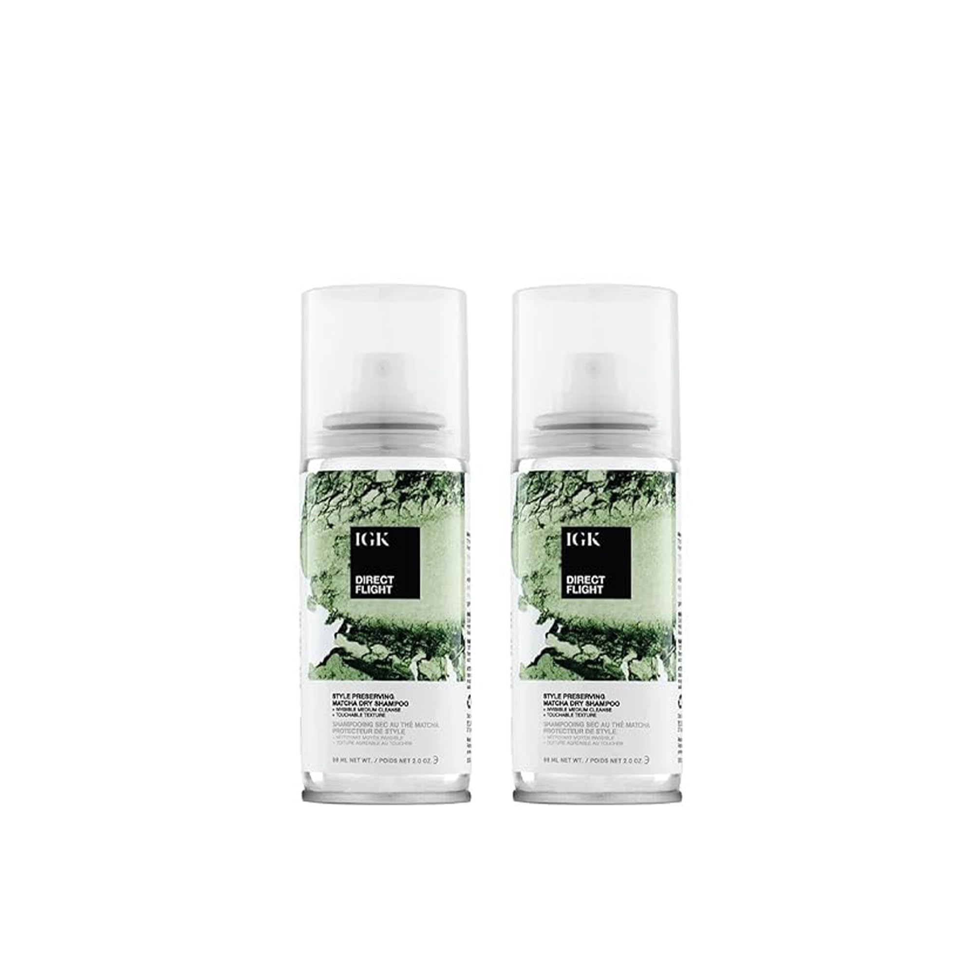 IGK Direct Flight Matcha Dry Shampoo Travel Size – Oil Absorbing & Texture Boost, Pack of 2