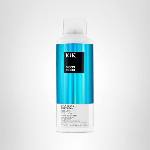 IGK Disco Disco Clear Gloss Finishing Hair Spray – Moisturizes, Adds Shine & Color Protection – 5.3 oz