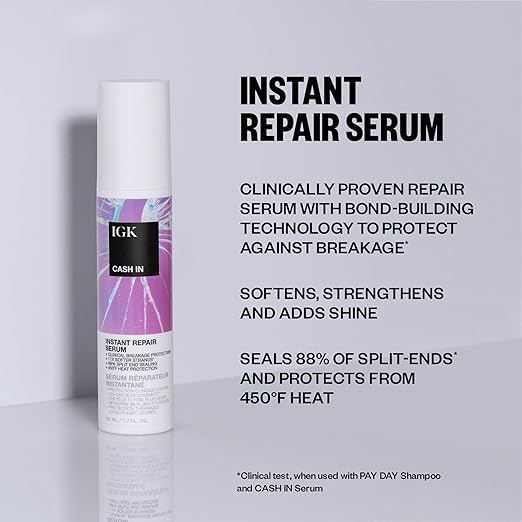 IGK Expensive Clear Gloss Top Coat + Cash In Repair Serum – Vegan + Cruelty-Free Duo (4.7 oz Top Coat + 1.7 oz Serum) | Pack of 2