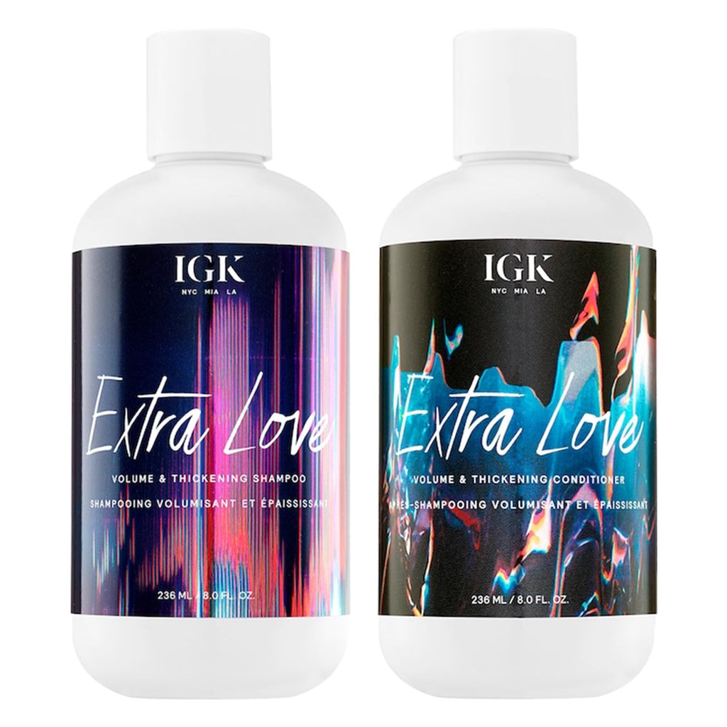 IGK EXTRA LOVE Volume & Thickening Shampoo & Conditioner Set | Volume + Scalp Balance + Oil Balance | Vegan + Cruelty-Free | 8 oz (Pack of 2)