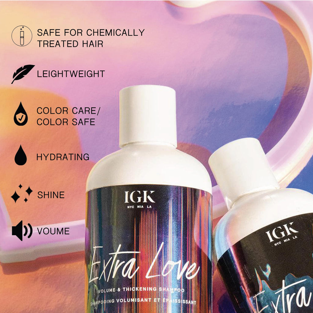 IGK EXTRA LOVE Volume & Thickening Shampoo & Conditioner Set | Volume + Scalp Balance + Oil Balance | Vegan + Cruelty-Free | 8 oz (Pack of 2)