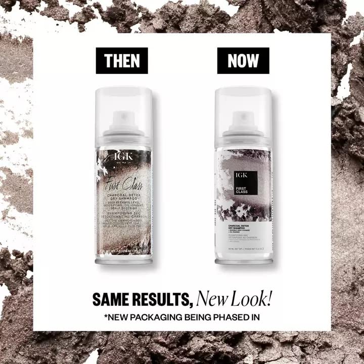 IGK FIRST CLASS Charcoal Detox Dry Shampoo Travel | Deep Cleanse, Oil Balance & Scalp Soothing | Vegan Cruelty-Free | 2 oz