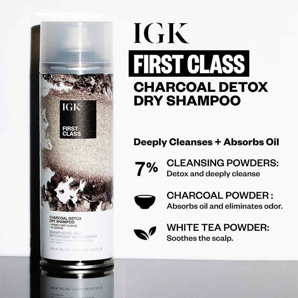 IGK FIRST CLASS Detoxifying Charcoal Shampoo – Jumbo 11 oz | Deep-Cleansing, Oil-Absorbing Clarifying Haircare