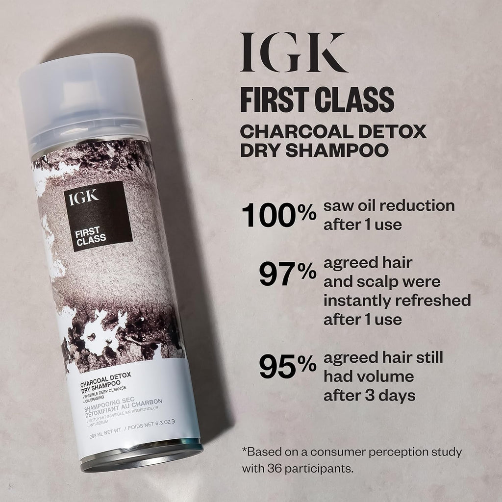 IGK FIRST CLASS Detoxifying Charcoal Shampoo – Jumbo 11 oz | Deep-Cleansing, Oil-Absorbing Clarifying Haircare