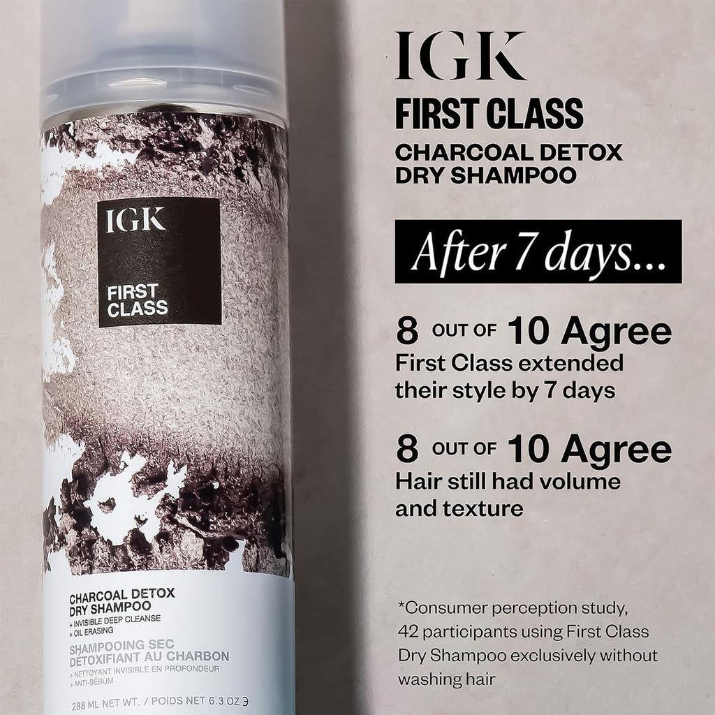 IGK FIRST CLASS Detoxifying Charcoal Shampoo – Jumbo 11 oz | Deep-Cleansing, Oil-Absorbing Clarifying Haircare