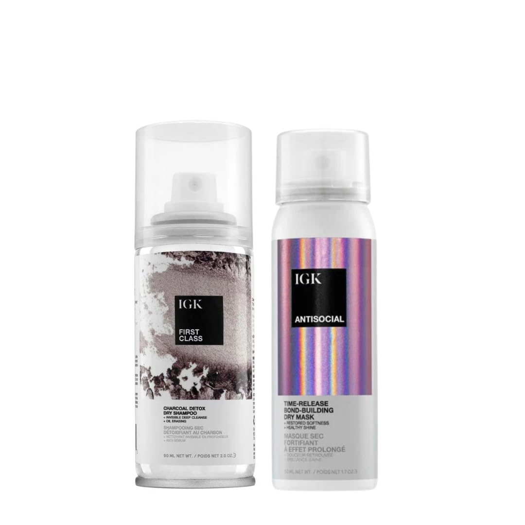 IGK First Class Dry Shampoo + Antisocial Dry Hair Mask Set | Volume, Freshness + Hydration
