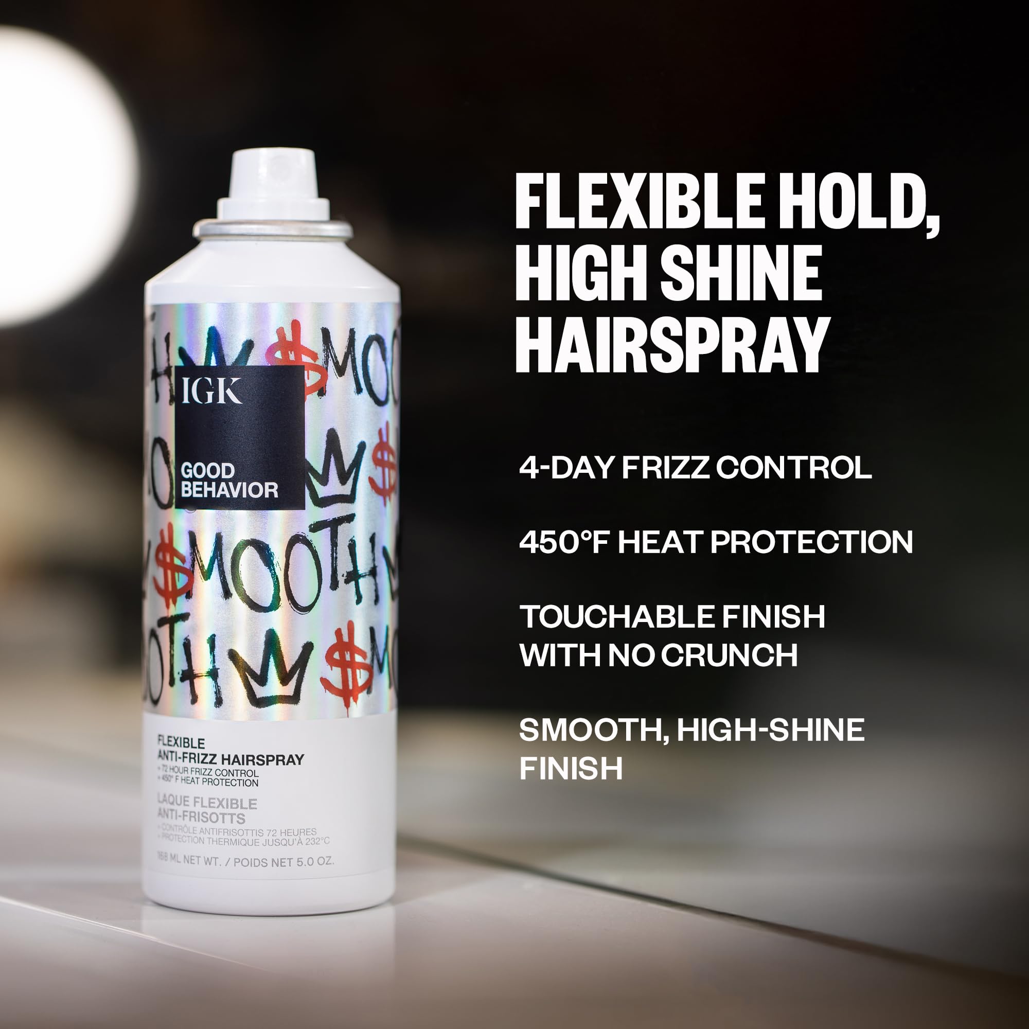 IGK GOOD BEHAVIOR Flexible Hairspray – 4-Day Frizz Control + 450°F Heat Protection