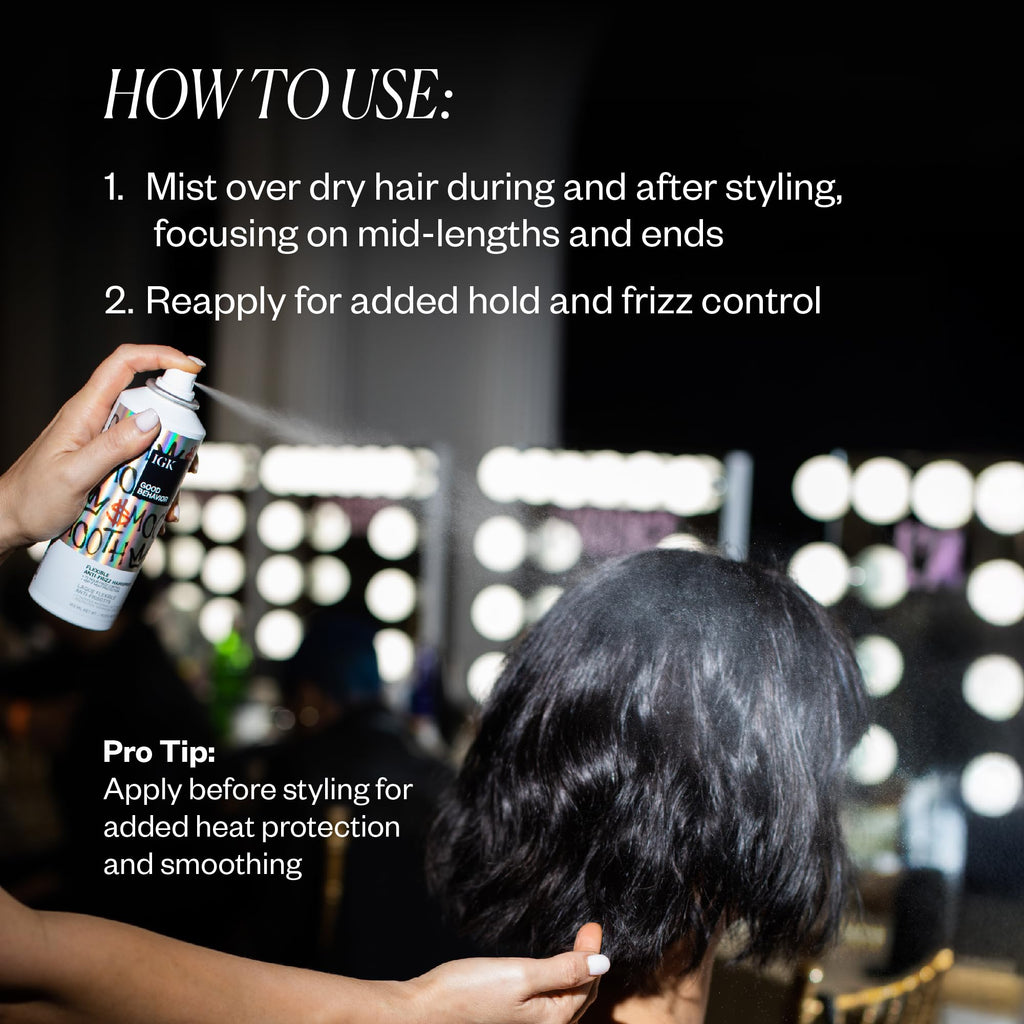 IGK GOOD BEHAVIOR Flexible Hairspray – 4-Day Frizz Control + 450°F Heat Protection