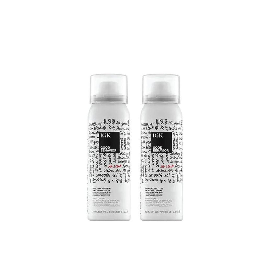 IGK Good Behavior Spirulina Protein Smoothing Hairspray – Travel Size 2.4 Fl Oz Pack of 2 | Keratin-Like Heat Protectant