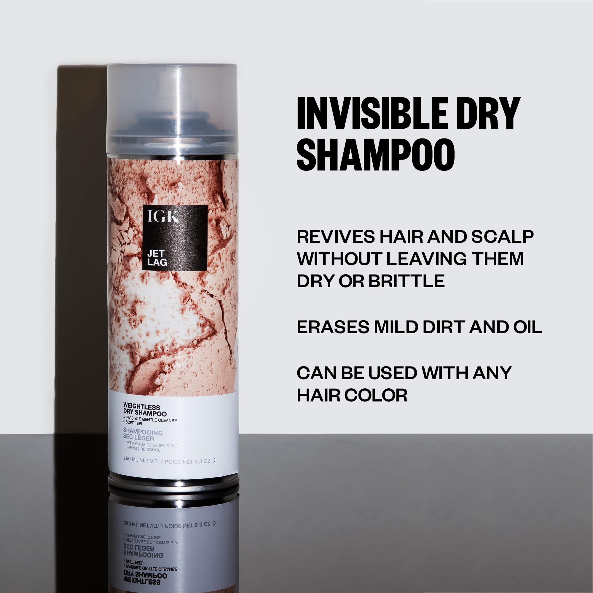 IGK Jet Lag Invisible Dry Shampoo Travel — Weightless Refresh for Fine Hair | Vegan & Cruelty-Free | 2 oz