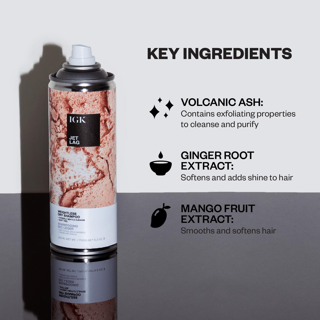 IGK Jet Lag Invisible Dry Shampoo Travel — Weightless Refresh for Fine Hair | Vegan & Cruelty-Free | 2 oz