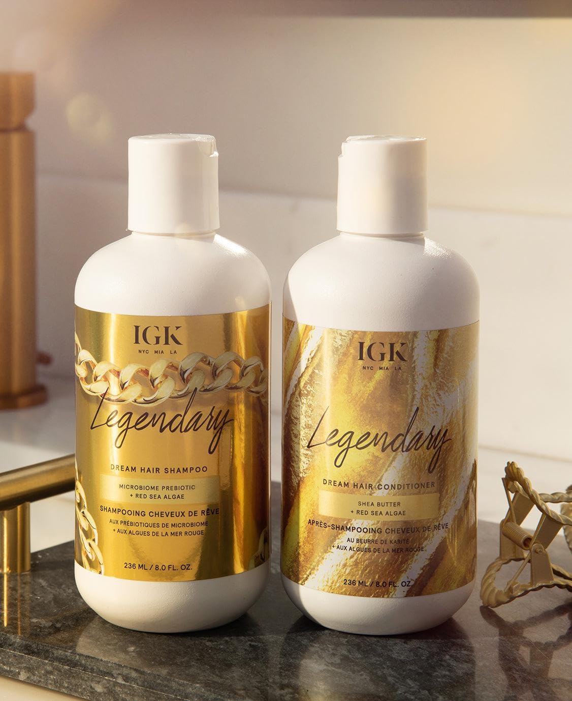 IGK LEGENDARY Dream Hair Shampoo & Conditioner Set – Hydration, Softness & Shine | Vegan & Cruelty-Free | 8 oz x 2