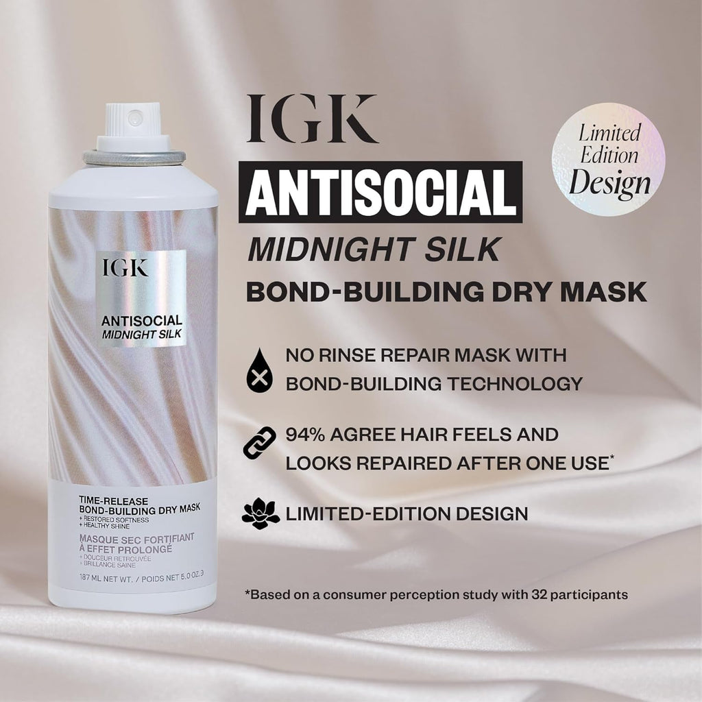 IGK Bond-Building Repair Set | ANTISOCIAL Dry Hair Mask + CASH IN Serum | Vegan & Cruelty-Free