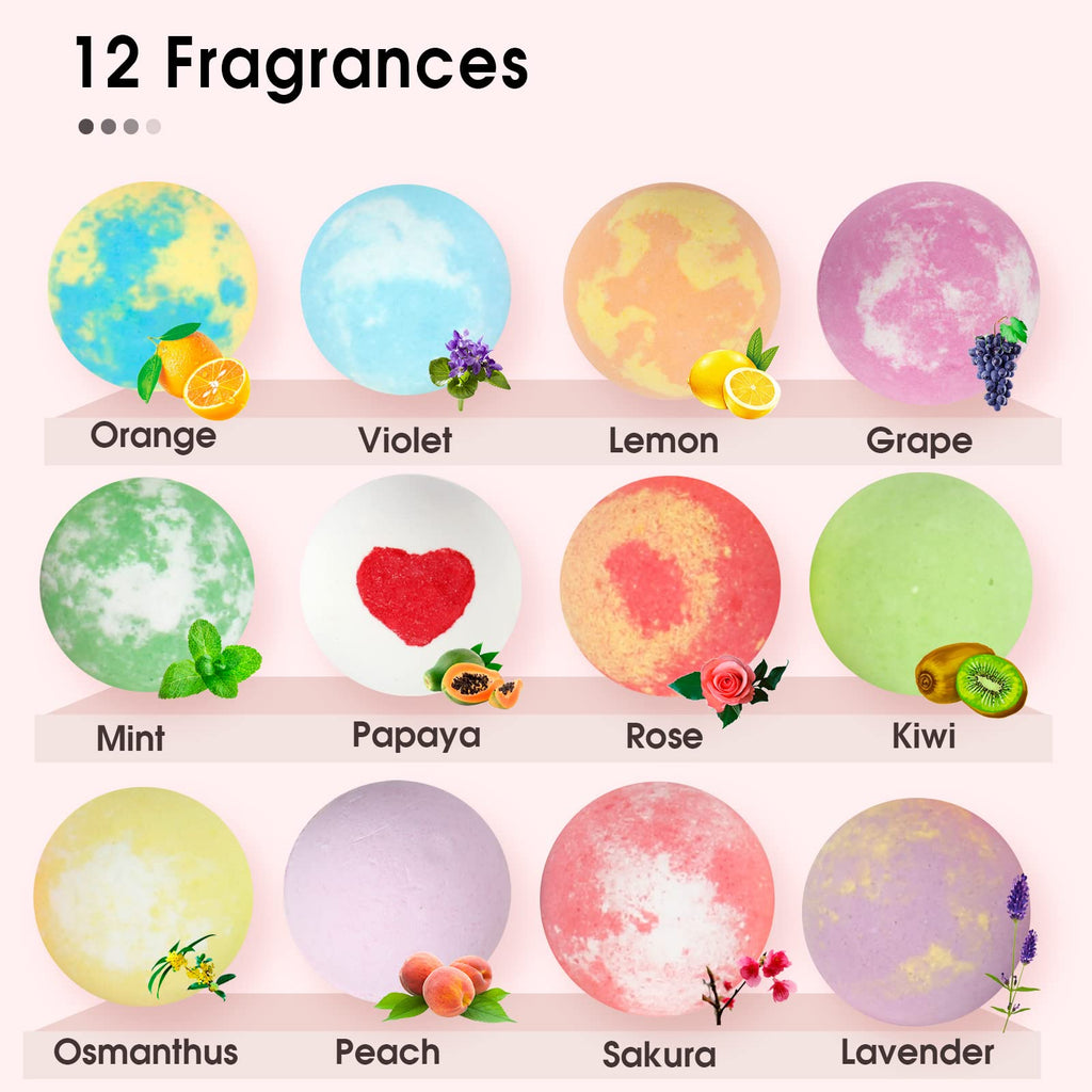 iHave Bath Bomb Gift Set for Kids & Women — 12 Natural Handmade Fragrances