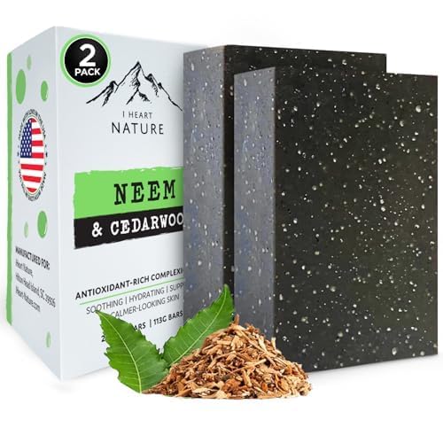 iHeart Nature Organic Neem Soap Bar (2 Pack) – Creamy, Moisturizing Herbal Cleanser