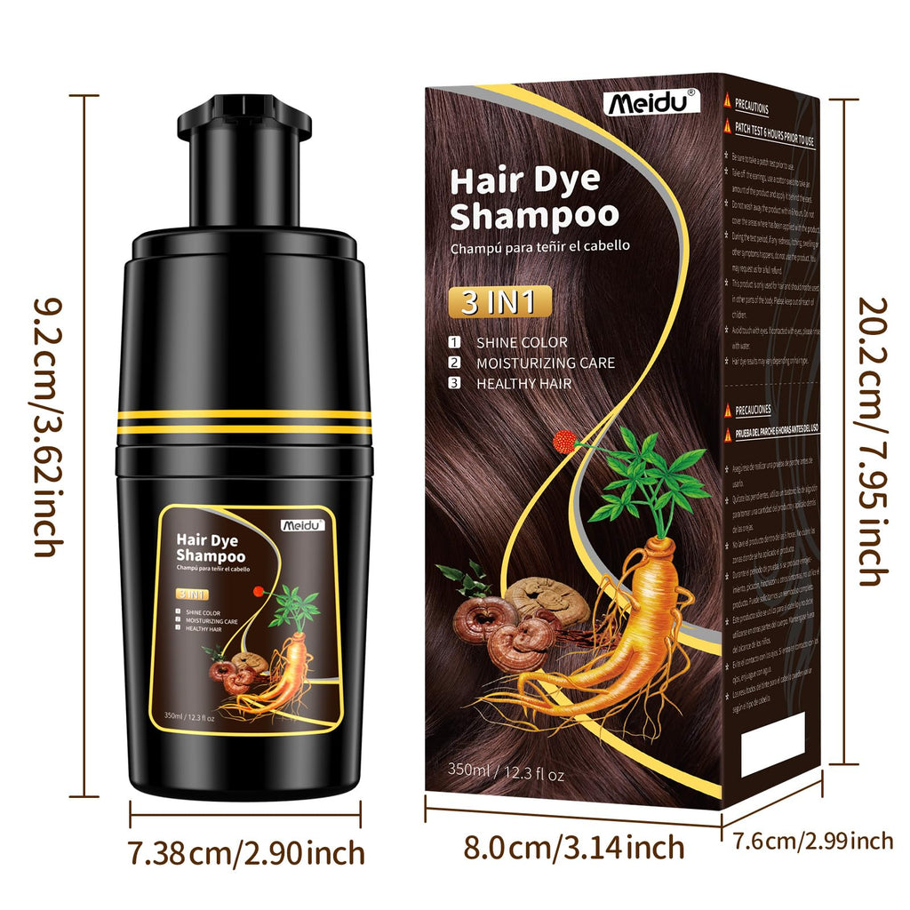 IIIMEIDU Dark Brown Hair Dye Shampoo 3-in-1 for Gray Hair – 350ml
