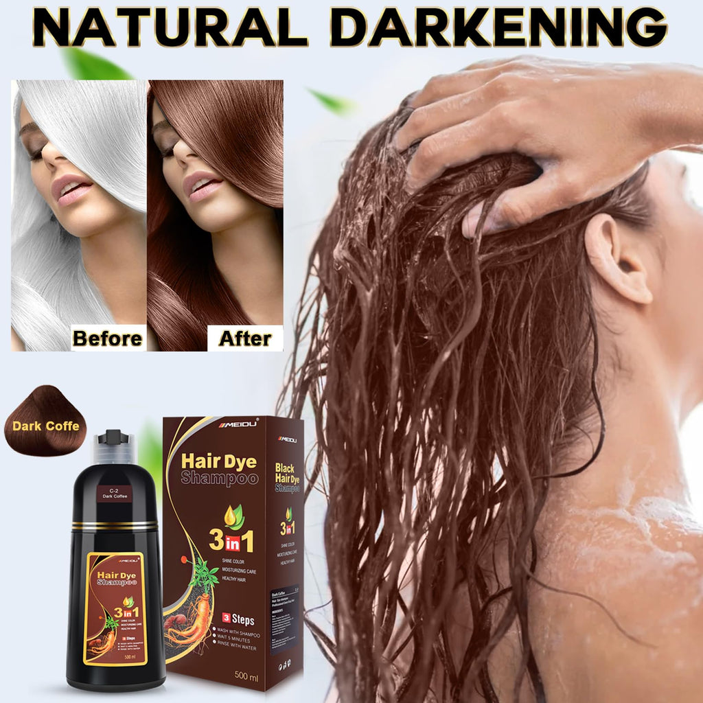 IIIMEIDU Hair Dye Shampoo 3-in-1 for Grey Hair – Dark Coffee 500ml