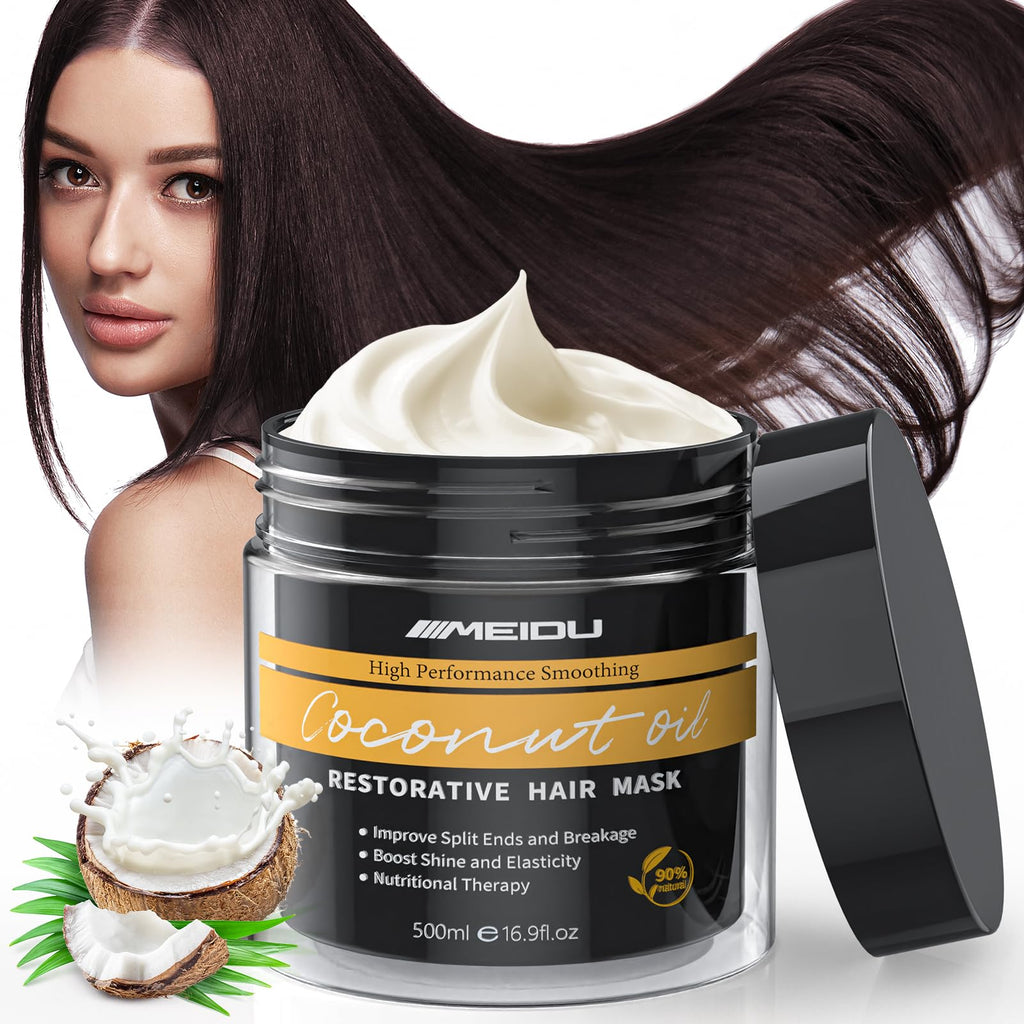 IIIMEIDU Hair Mask for Damaged Hair | Keratin Deep Repair with Coconut Oil, No Sulphates or Parabens (16.9 fl oz)