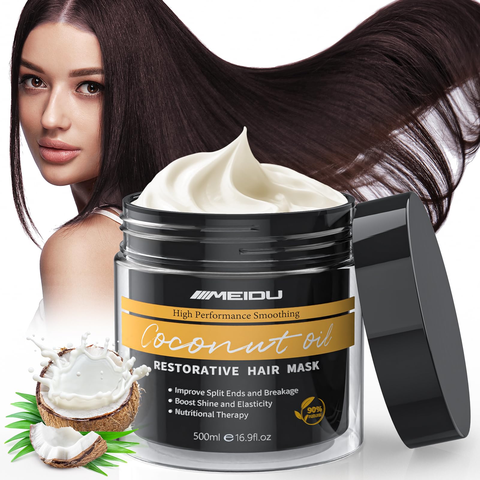 IIIMEIDU Hair Mask for Damaged Hair | Keratin Deep Repair with Coconut Oil, No Sulphates or Parabens (16.9 fl oz)