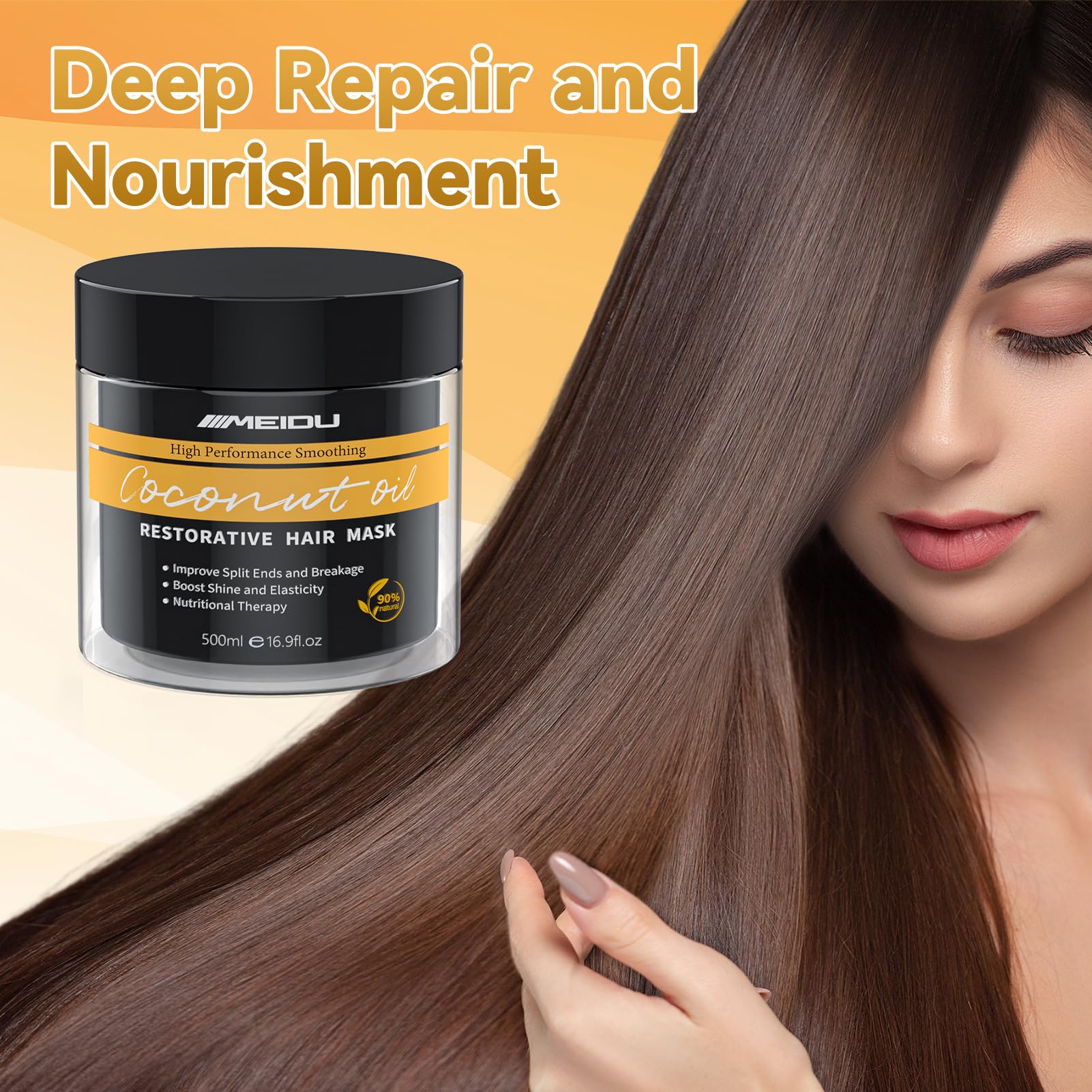 IIIMEIDU Hair Mask for Damaged Hair | Keratin Deep Repair with Coconut Oil, No Sulphates or Parabens (16.9 fl oz)