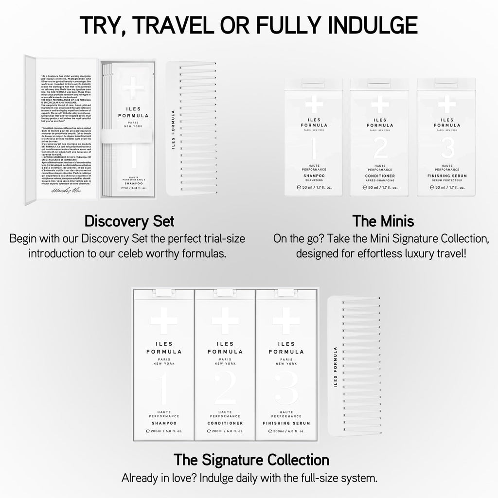 ILES FORMULA Signature Collection Discovery Set – Hydrating Shampoo, Conditioner & Finishing Serum