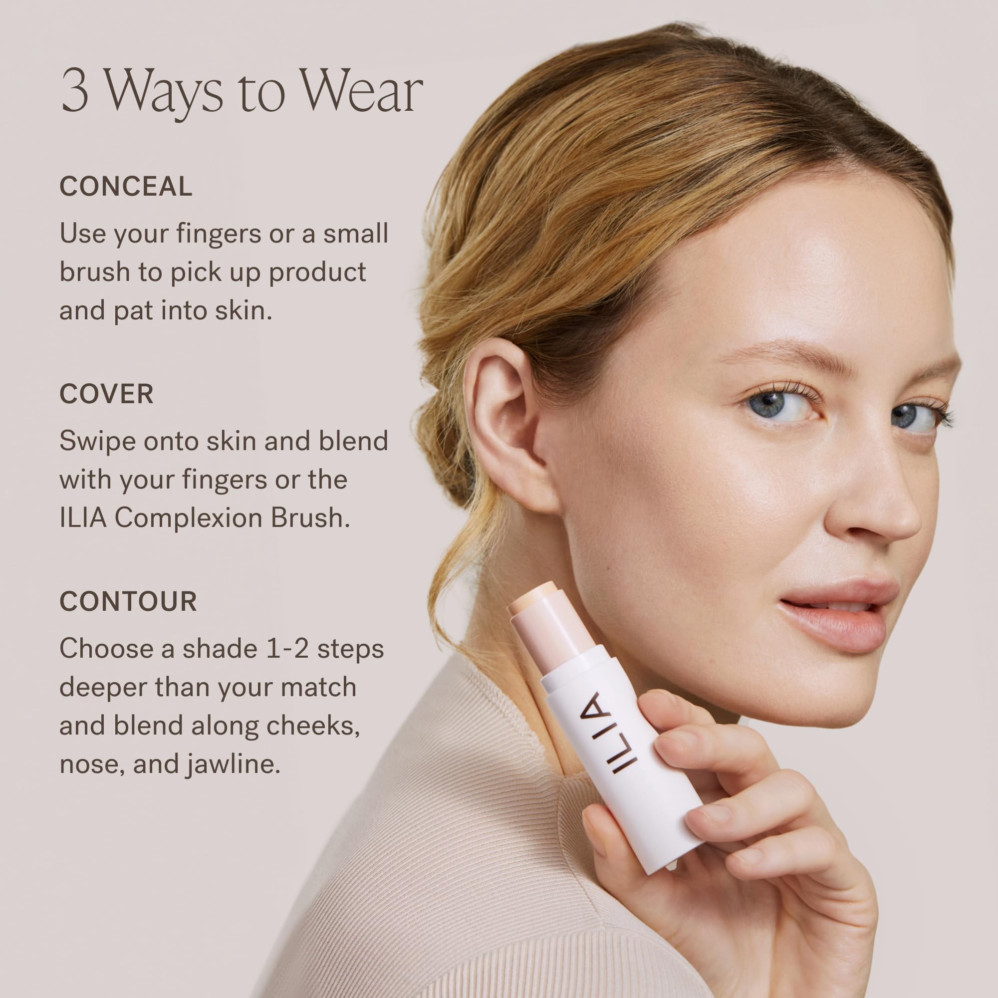 ILIA Skin Rewind Complexion Stick – Foundation + Concealer + Skincare (9N Tupelo, 0.35 oz)