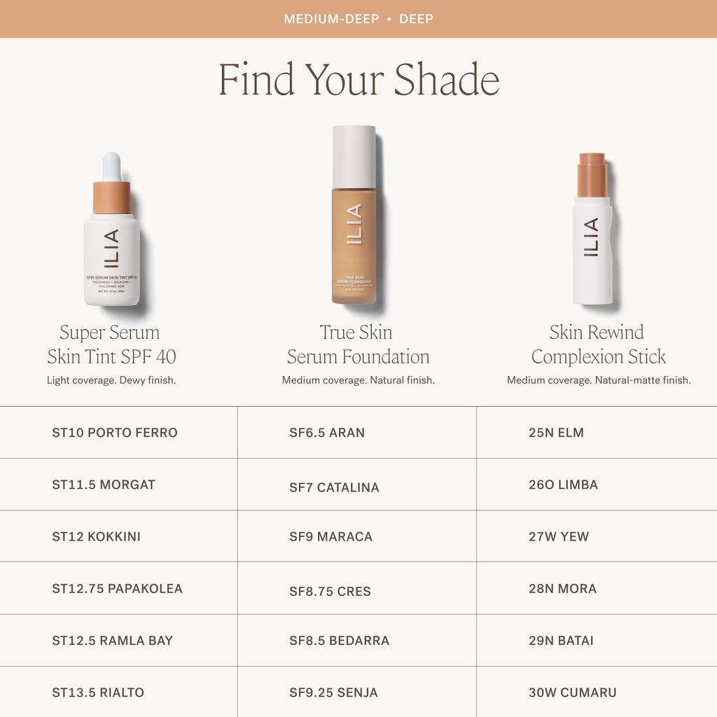 ILIA True Skin Serum Foundation | Buildable Coverage, Weightless Feel, Vegan & Cruelty-Free