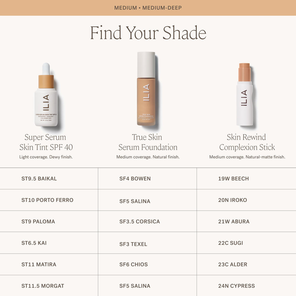 ILIA True Skin Serum Foundation | Weightless, Buildable Coverage (Corsica SF3.5)
