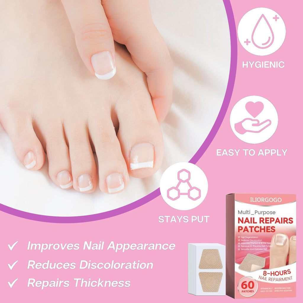 ILIORGOGO Nail Patches – Nighttime Nail Renewal for Fingernails & Toenails | 60 Count