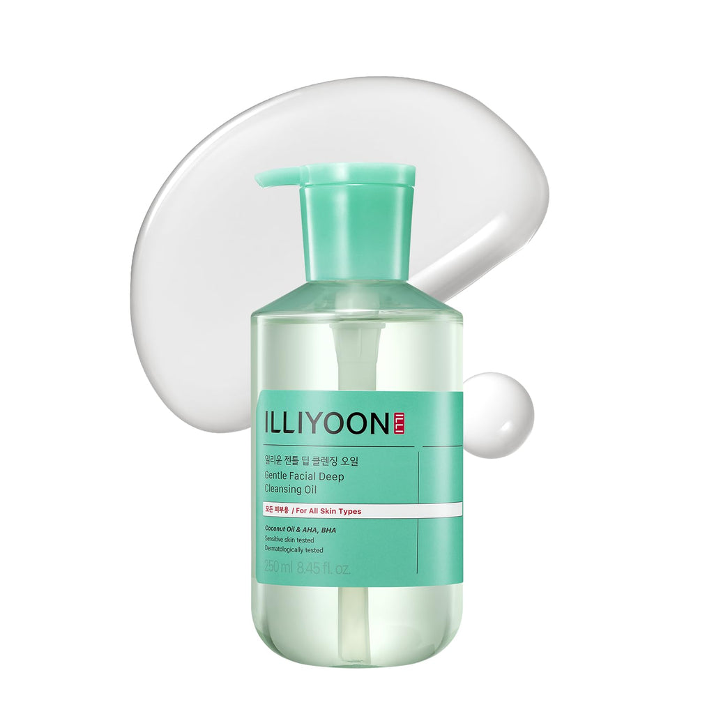 Illiyoon Gentle Deep Cleansing Oil | Lightweight Coconut Oil Cleanser with AHA/BHA – Fragrance-Free, Vegan, 8.45 fl oz