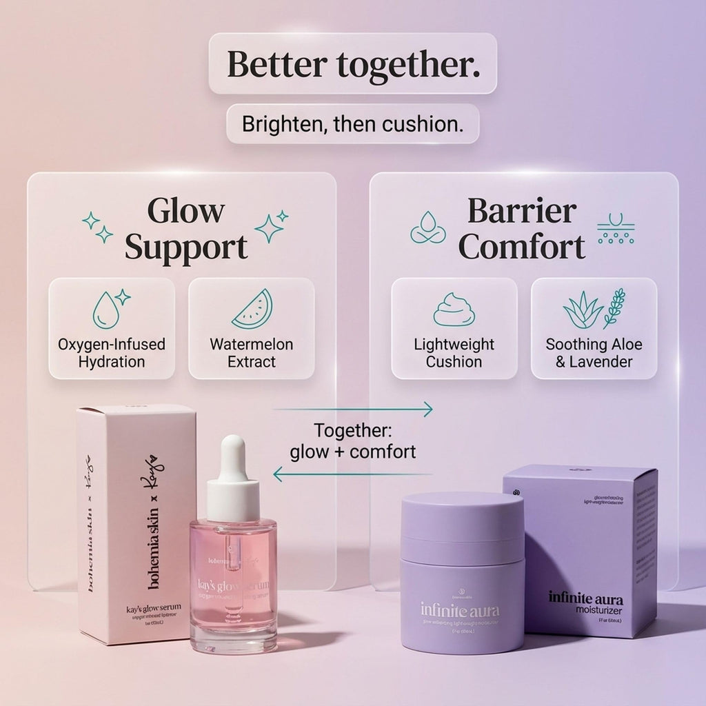 Bohemia Skin Kay’s Glow Serum & Infinite Aura Moisturizer Bundle — THD Vitamin C Serum + Copper Peptide Barrier Cream