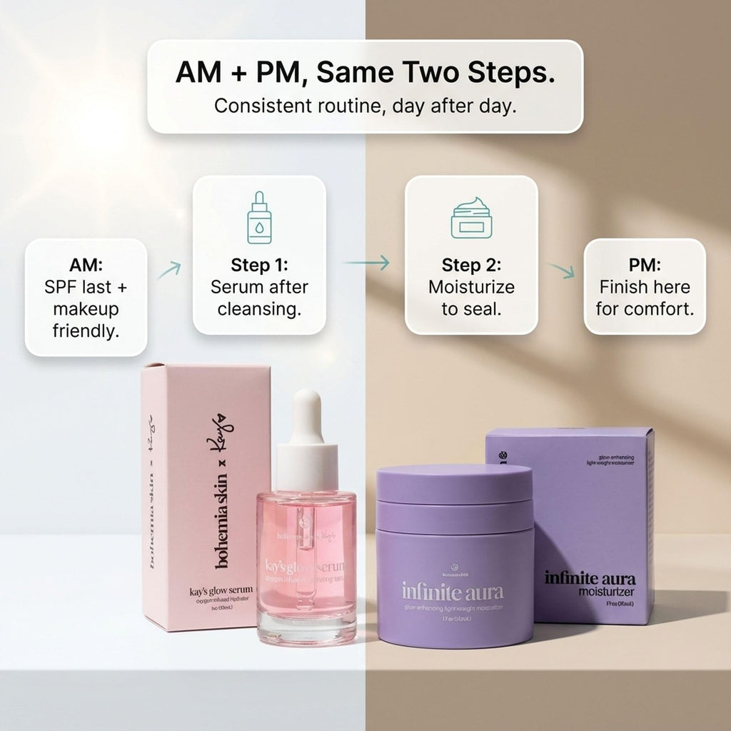 Bohemia Skin Kay’s Glow Serum & Infinite Aura Moisturizer Bundle — THD Vitamin C Serum + Copper Peptide Barrier Cream