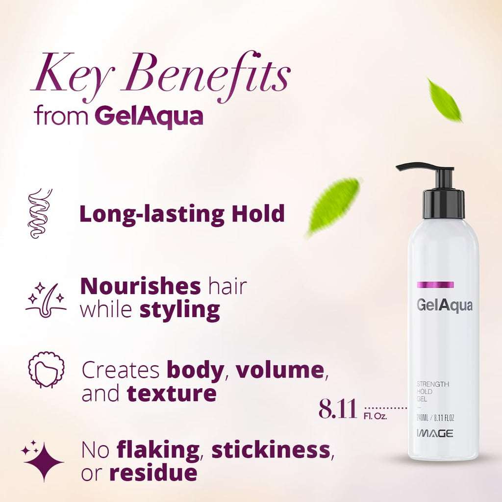 Image Gelaqua Hair Gel – Hydrating, Medium-Hold Styling Gel with Frizz Control (8.11 fl oz)