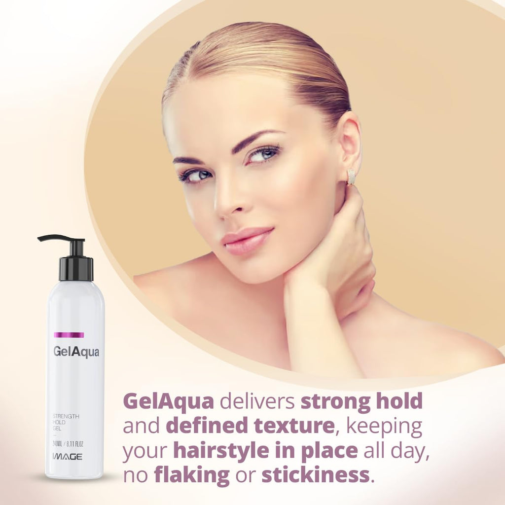 Image Gelaqua Hair Gel – Hydrating, Medium-Hold Styling Gel with Frizz Control (8.11 fl oz)