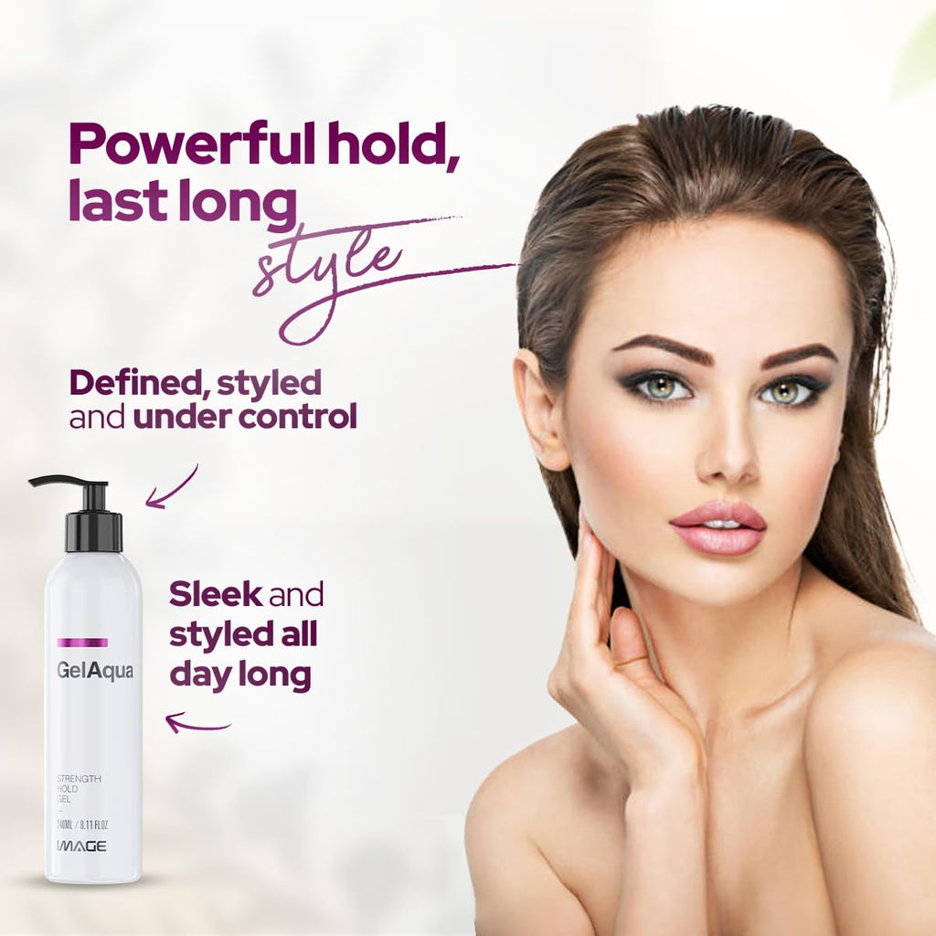 Image Gelaqua Hair Gel – Hydrating, Medium-Hold Styling Gel with Frizz Control (8.11 fl oz)