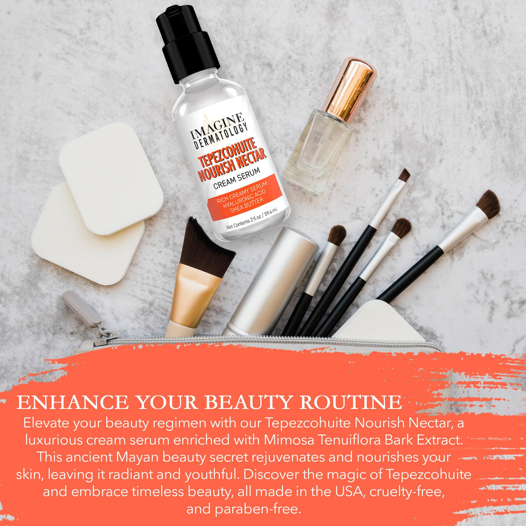 Imagine Dermatology Tepezcohuite Nourish Nectar Serum – Unscented Hyaluronic Cream + Shea Butter, Made in USA